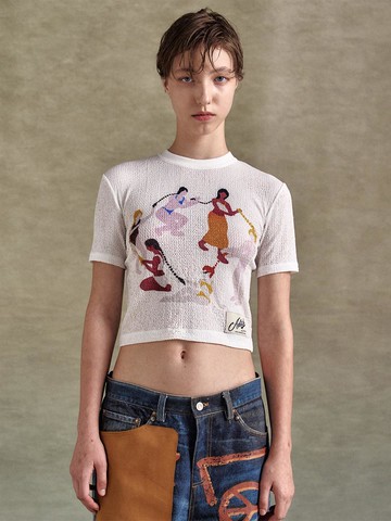 Essential Hair Braid Circle Ringer T-Shirt (atb1321w) [White]