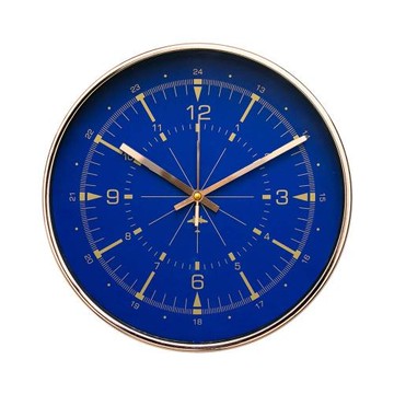 【現貨】Lovel 30cm 典雅玫瑰金框靜音時鐘-航海藍(T721AP-BL)