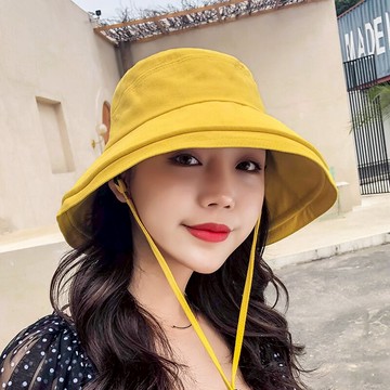 漁夫帽渔夫帽女夏防晒骑车吹不翻遮阳帽 防风防紫外线春秋太阳帽【淘夢屋】