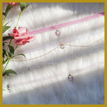 少女心超仙蕾絲頸帶 貝殼吊墜雙層頸鍊 CHOKER項鍊鎖骨鏈女