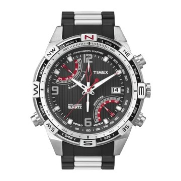 TIMEX 飛返計時指南運動腕錶-銀黑