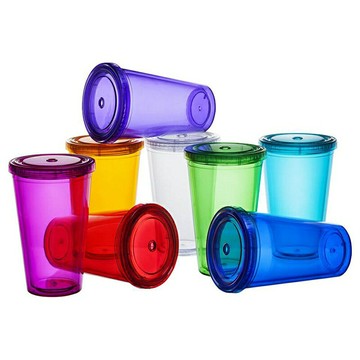 【夏日小清新】雙層吸管杯 水杯 塑料杯 便攜杯 創意冰杯 卡通簡約 防漏設計 學生辦公戶外必備