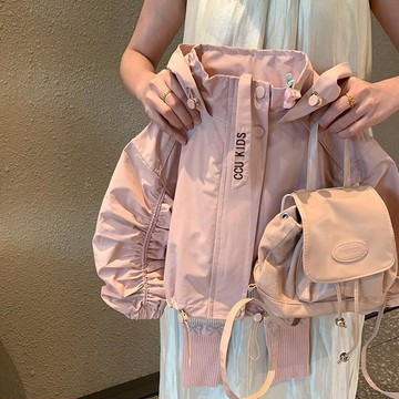臺灣-出貨🔥【秋冬款熱銷】女童外套2024春秋新款洋氣夾克時髦上衣中小童防風防水褶皺衝鋒衣 OM41