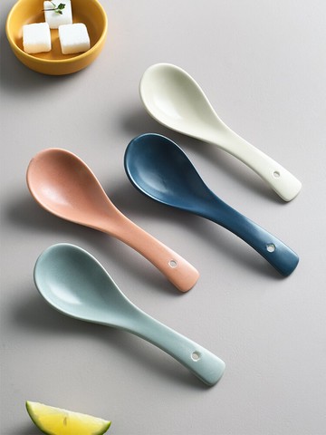 半房 莫蘭迪北歐風網紅家用喝湯勺陶瓷調羹湯匙小飯勺子創意餐具