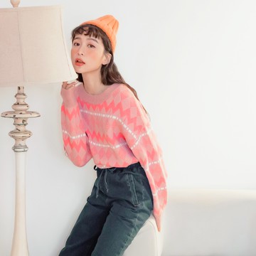 OB嚴選 圖形緹花保暖QQ針織毛衣上衣 《FA2641》大尺碼/女裝/現貨