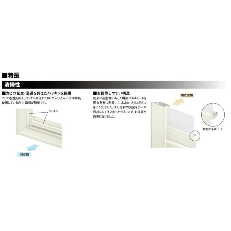 浴室中折ドア WF-2型 デザイン無し樹脂パネル 呼称0720 W：750mm×H