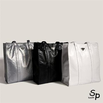 Sp house 流行皺褶軟皮大容量手提側肩托特包(3色可選)