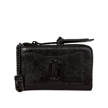 [平輸]MARC JACOBS The Snapshot DTM 防刮皮革附勾釦拉鍊零錢包/卡夾包(黑色)