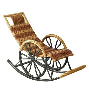 躺椅藤椅搖搖椅成人四季鋼架陽臺老人搖椅懶人午睡休閑戶外簡約[010209DD]