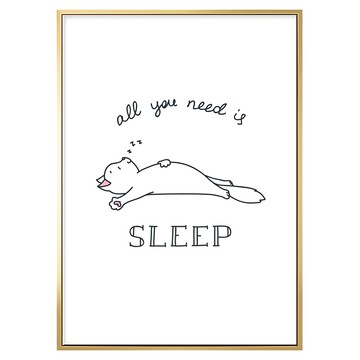 貓的murmur 睡覺 All You Need is Sleep 掛畫  40 x 30cm  金色  1個