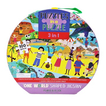 FLOSS&ROCK 玠積 拼圖 100片 - 世界兒童  3合1 拼圖  1盒
