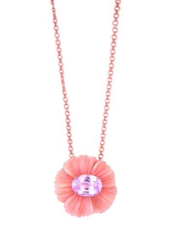 Irene Neuwirth - 18kt yellow gold Tropical Flower kunzite and opal necklace - women - 18kt Rose Gold/Opal - One Size - Pink