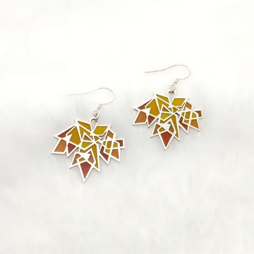 秋韻楓華 / 925純銀透光琺瑯耳飾-給她的禮物