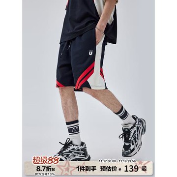 GUUKA重磅短褲男純棉夏季潮 美式賽車手配色壞學生五分褲運動寬松