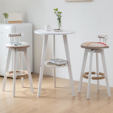 實木吧臺桌小圓桌子家用休閑簡約陽臺桌椅組合北歐高腳凳酒吧椅子 LPS15 工廠現貨 快速出貨