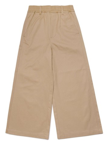 MM6 Maison Margiela Kids - logo-embroidered wide-leg chinos - kids - Cotton - 10 yrs - Neutrals