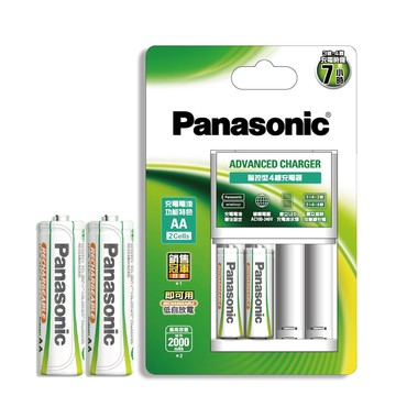 Panasonic 綠卡智控型電池充電組(充電器+3號2000mAh4顆) 贈電池收納盒 K-KJ173MVT2TW