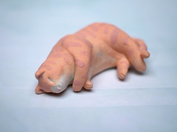 橘貓　瓷偶　筷架　擺飾