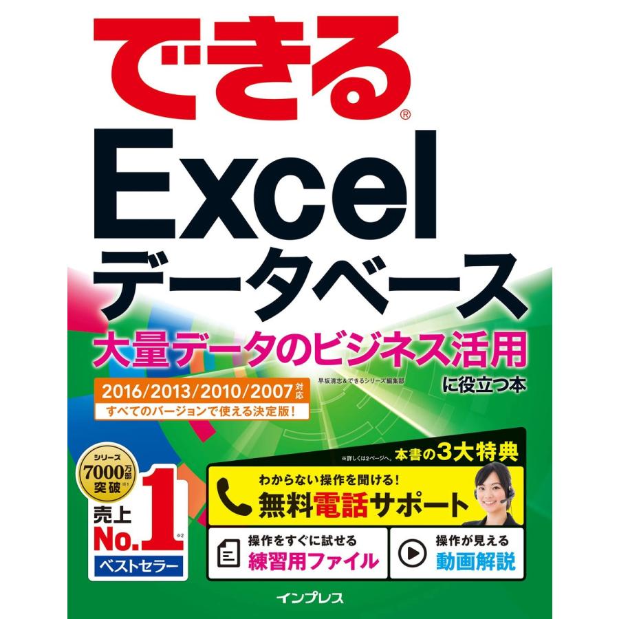 できるExcelデータベース 大量データのビジネス活用に役立つ本 対応