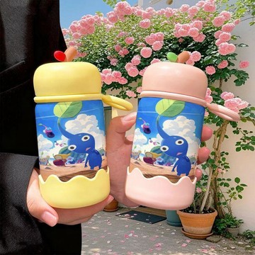 ⭐顯示下殺🔥pikmin皮克敏周邊迷你蘋果保溫杯316不鏽鋼帶提環口袋水杯