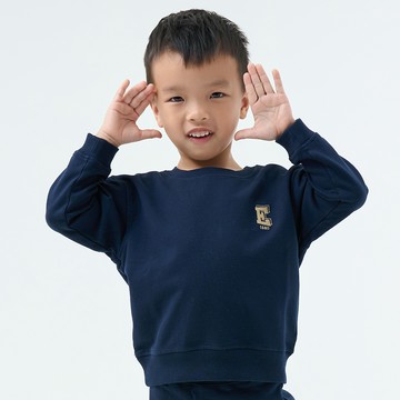 E童趣圓領長袖上衣(丈青)-中性