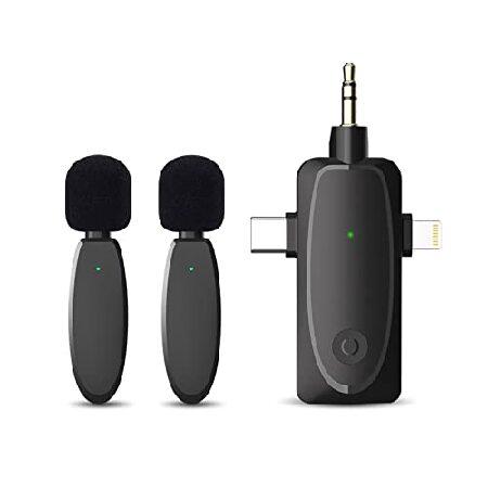 MAXTOP in Mini Microphone Wireless Lavalier Microphones for iPhone, Android and Camera- 2.4G Cordless Double Mics with Noise Reduction-Professiona