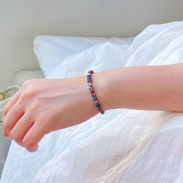 水晶手鍊/天然石手鍊/藍點石x茶晶x石榴石x14KGF注金|星空