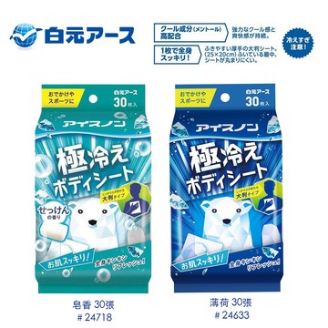 【易油網】白元 濕紙巾 日本原裝 涼感 極致酷涼 極冷身體濕紙巾 30片