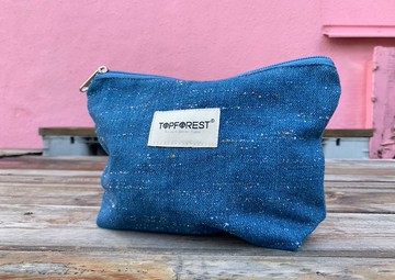 雅致文青風 - 淺藍色牛仔布化妝小袋 時尚簡約純色風格 輕鬆携帶