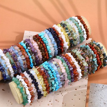 批發天然石水晶碎石女士鏈條手串不規則小碎石紫晶手串手飾品 鑫弘-素時衣櫥