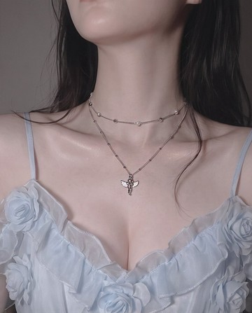 Baby Angel 雙層項鍊 - 銀色款 (KISS OF LIFE Belle 同款項鍊)