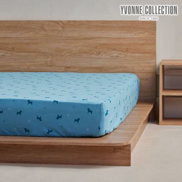 YVONNE 以旺傢飾 冰島馬印花特大床包-冰島藍