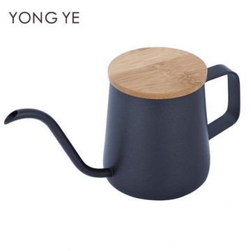 廠家鐵氟龍350ML竹蓋手沖咖啡壺掛耳壺304不銹鋼細口細嘴壺