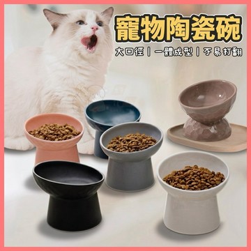 【好命寵物】寵物陶瓷碗『15度斜口』護頸貓碗 寵物碗 貓碗 寵物斜口碗 護頸寵物碗 高腳碗 寵物碗 狗碗 貓食盆 陶瓷碗