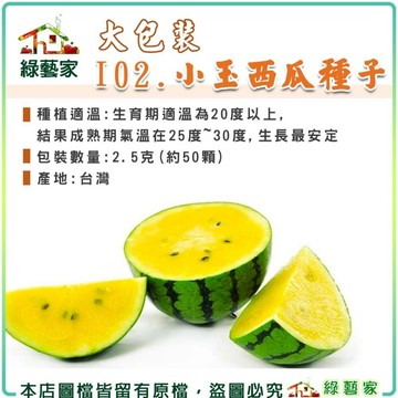 【綠藝家】大包裝I02.小玉西瓜種子2.5克(約50顆)
