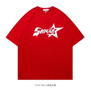 From Mars 心跳的幅度 創意字母印花短袖T恤寬松休閑百搭情侶上衣