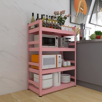 少女心粉色圍欄款廚房置物架落地式多層微波爐烤箱收納放鍋架子a1