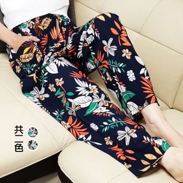 [韓國K.W.]韓國專櫃級簡約俐落柔棉稠家居褲睡褲(女睡衣/家居服/長褲/運動)