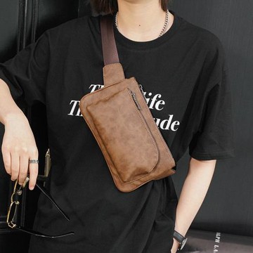 復古潮男街頭腰包時尚胸包斜挎包胸前小包斜挎手機包韓版單肩男包