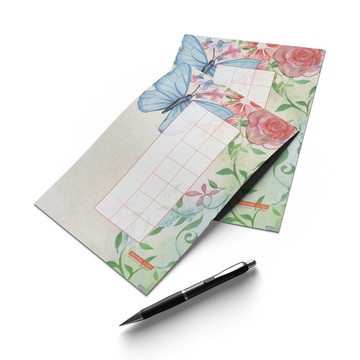 硬筆書寫作品紙 A5 藍蝶 14格30入・厚磅紙・鋼筆可用