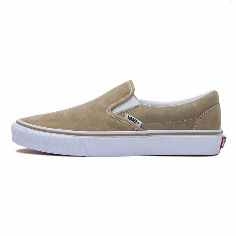 Vans beige slip on sale