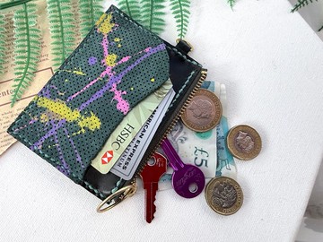 意大利 手繪藝術豚革 系列 卡套 零錢拉錬包