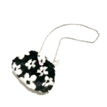 JCC 黑色小花口金包