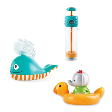 德國 Hape 洗澡玩具(花式噴泉水槍 大頭鯨魚吹泡泡 小象轉轉樂)戲水玩具