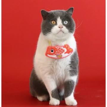 【寵愛毛宅】寵物拍照神器新年項圈 新款寵物新年項圈 新年刺繡元寶項圈 年年有餘項圈 寵物新年圍兜 新年頸部裝飾