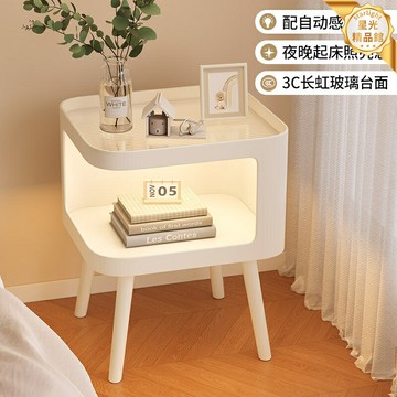 【奶油風窄邊】床頭櫃 邊幾 床邊櫃 臥室收納 置物架 鐵藝床頭櫃 小型床頭櫃 多層儲物 免安裝 2025新款 北歐簡約風