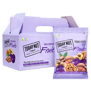 TODAY NUT 水果乾堅果隨身包禮盒 烤杏仁 烤腰果 核桃 葡萄乾 梅子乾 600克(20克 X 30包)  1盒