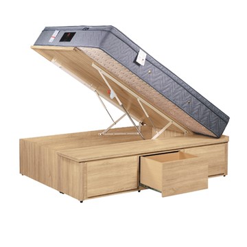 文創集 梅威加高版6尺雙人加大安全扣三抽＆後掀床底/掀床(九色可選+高係數氣壓棒＋安全扣設計)-182x189x44cm免組