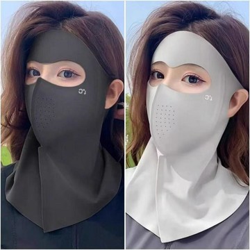 ✨限時秒殺✨夏季冰絲防曬面罩遮臉護脖女夏防紫外線透氣日用全臉遮陽口罩04010401