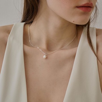 LESIS｜Half Chain 個性雙鍊結合簡約多造型項鍊 金/銀 - SILVER銀